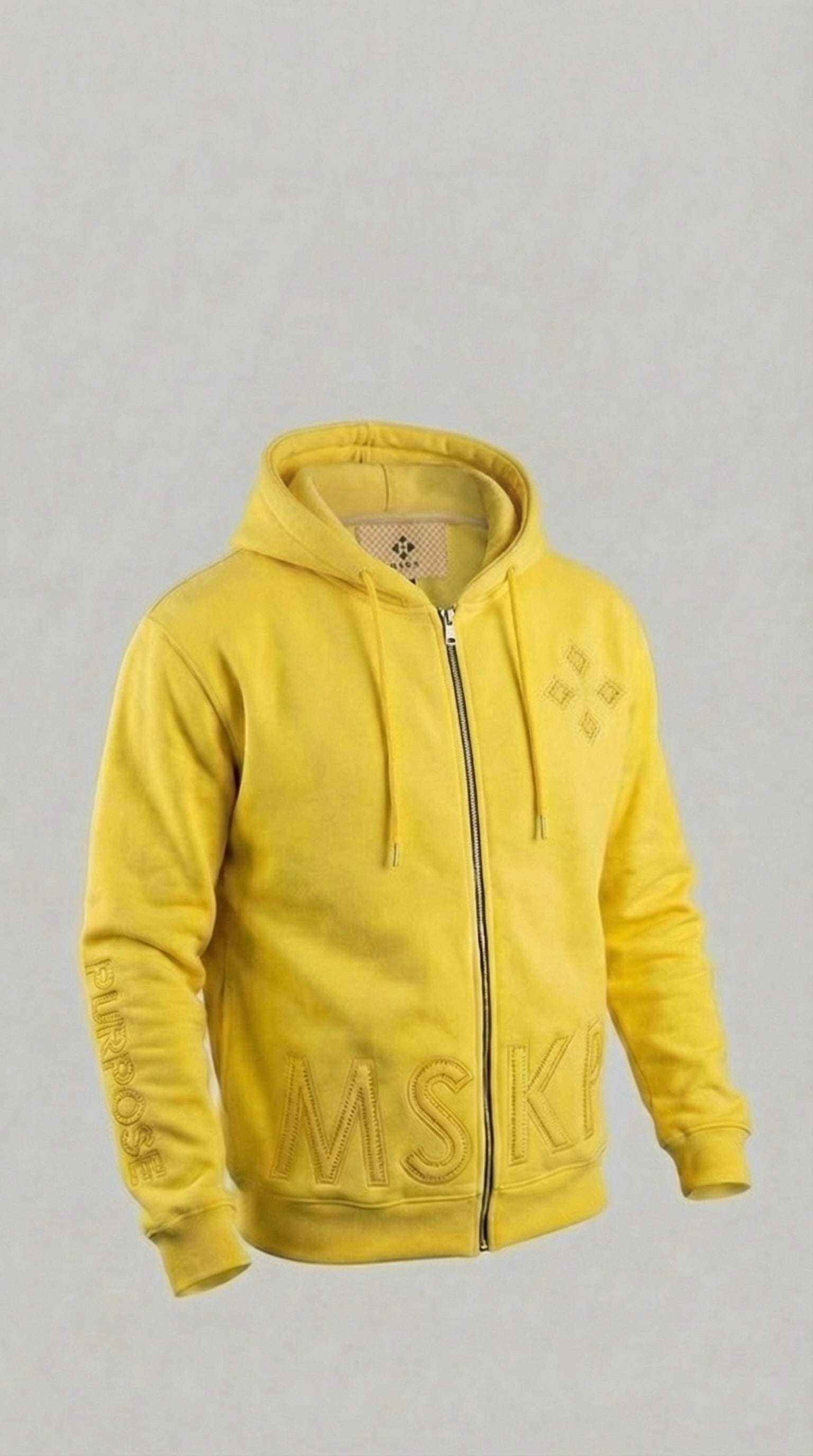 MSKP MIRAGE heavyweight 450GSM full-zip hoodie with embroidered branding and ribbed cuffs in structured fit
